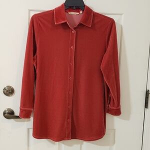 Soft Surroundings Rich Red Velvet Shirt Size Petite Large